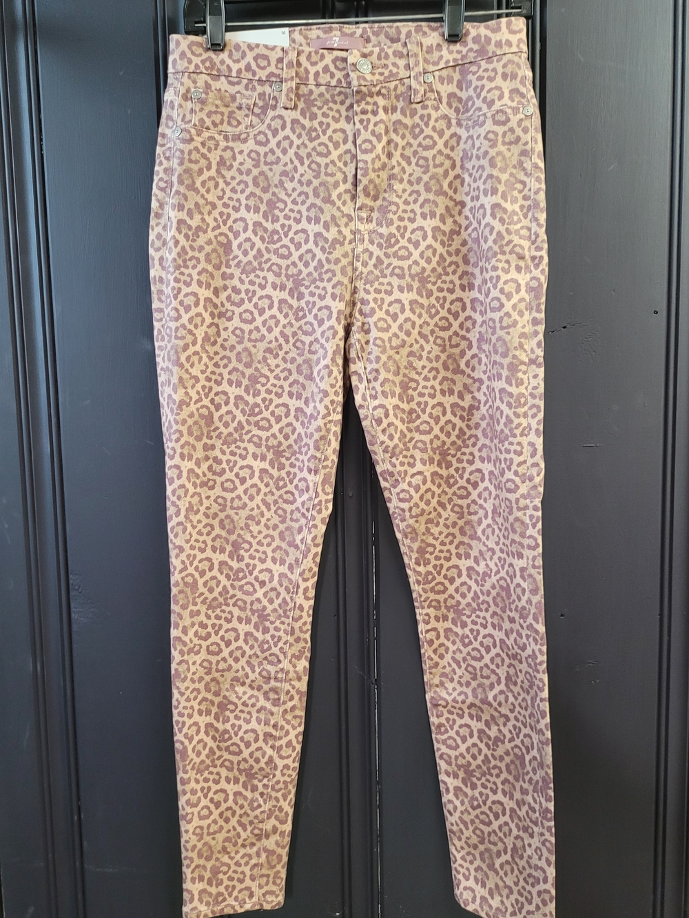 7 For All Mankind Leopard High Waist Super Skinny Denim